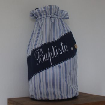 Sac à trésors rayé bleu ciel